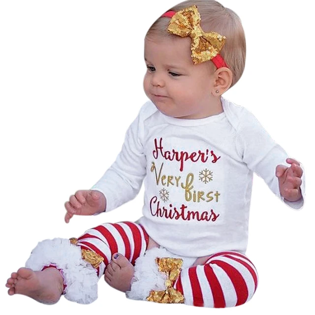 3PCS Infant 0 24 Month Autumn Winter Baby Girls Long Sleeved Christmas
