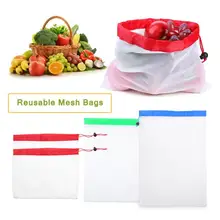 15 шт. многоразовые сетчатые пакеты для производства моющиеся мешки для хранения продуктов, покупок, фруктов, овощей, игрушек, мелочей, органайзер, сумка для хранения