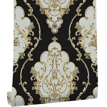 Haokhome современная роскошная Тяжелая Текстура викторианские Дамасские обои черный/золотой/коричневый/серебристый 3d гостиная спальня домашний художественный Декор