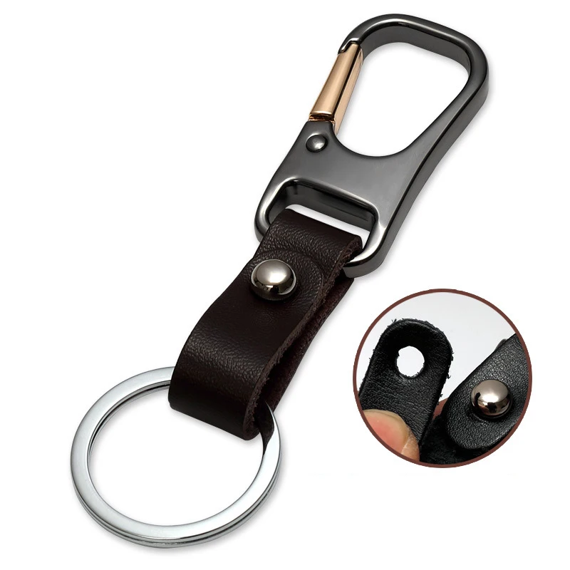 Натуральная кожа и металлик EDC ключ кошельки Брелок для ключей для мужчин умная ключница дизайн ключи Органайзер брелок - Цвет: Коричневый