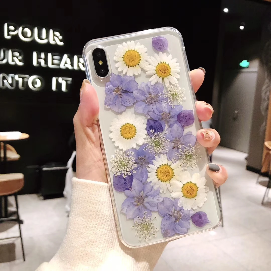 

Slim Real Dried Pressed Flower Soft Back Case Cover for Samsung Galaxy S10 S9 S8 Plus S10e S7 Edge Note 9 8 Case Coque Fundas