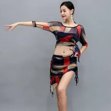 Новинка, сексуальный Сказочный топ и короткая юбка, женский костюм для восточных танцев, выступлений, танца живота, командная сетка, практичная одежда с принтом, MAY1038