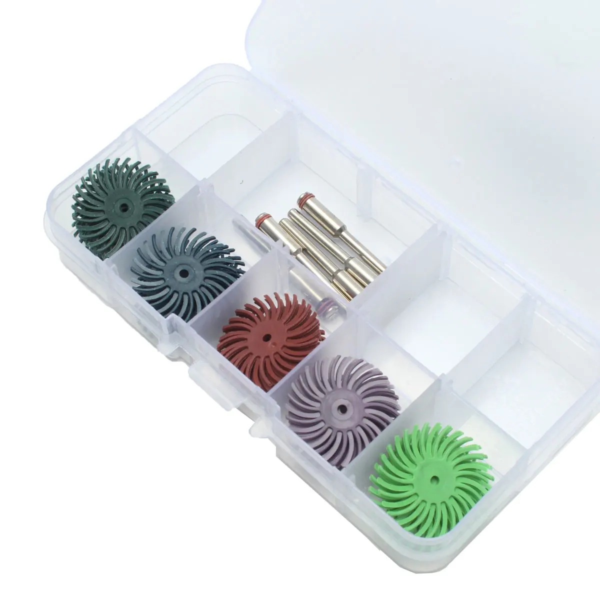 

30pcs 5 Grits Polishing Disc Brush Radial Bristle 1" + 5 Mandrel Rotary Adapter + 1 Box Abrasives Tools Polishing Disc