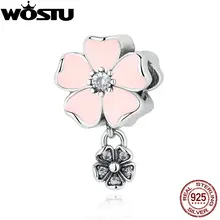 Poética Real 100% Plata Esterlina 925 Flores de Color Rosa Colgante Del Encanto Cupieron Pandora Original Pulsera de Auténtico Lujo de La Joyería DIY