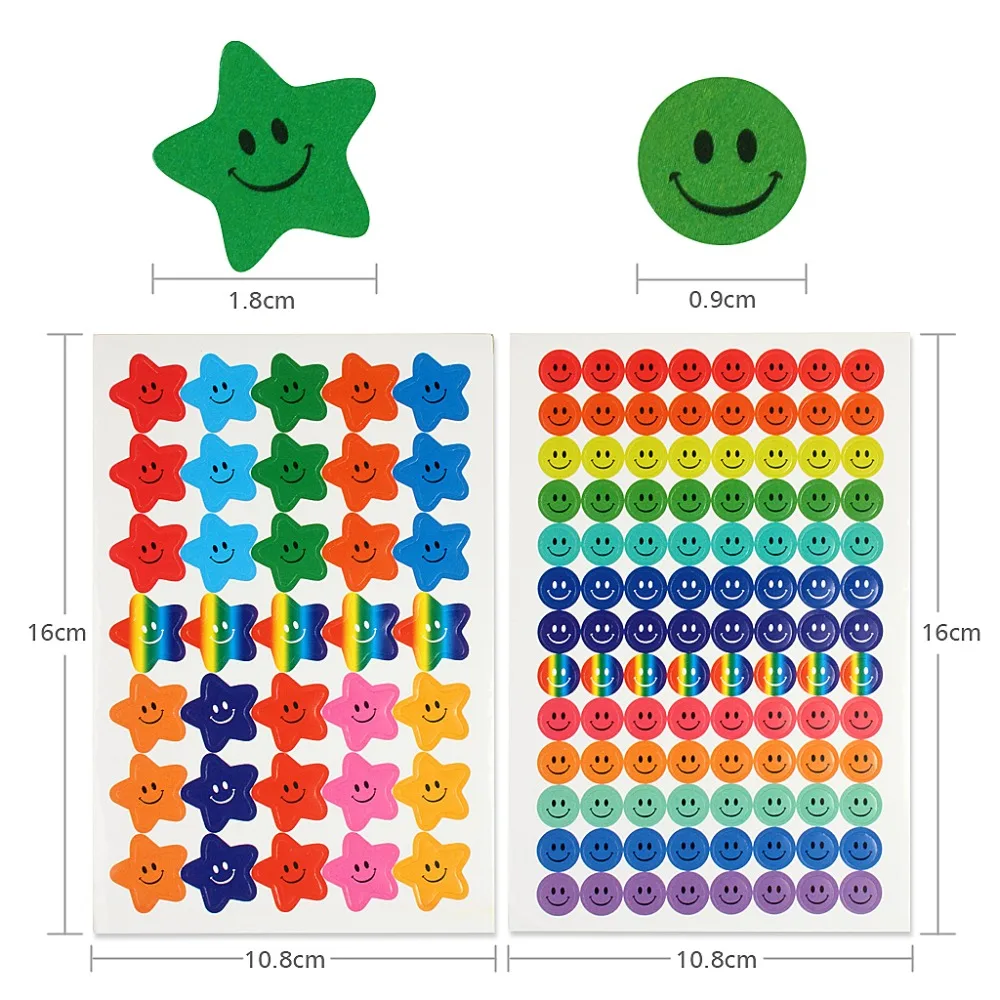 Happy Face Stickers And Smiling Star Stickers 20 Sheets 1390 Pcs Colorful Award Stickers For Teacher Parents Kids Incentive Decorative Stickers For Books Crafting Artworks (2)