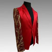 Европейский и американский мужской костюм для ночного клуба костюмы мужской красный плюс бархат Повседневная Блейзер