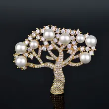 Tisvina одежда высшего качества жемчуг и циркон дерево броши для женщин Костюм украшение для одежды булавки брошь для шарфа орнамент корсаж Мода