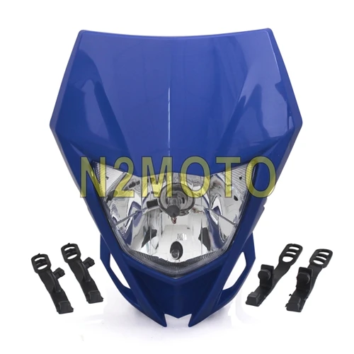 Фары для мотокросса 12 в 35 Вт налобный фонарь для Yamaha WR250F WR450F KAWASAKI KLX KX 250 450 2012- белый Dirtbike - Цвет: Синий