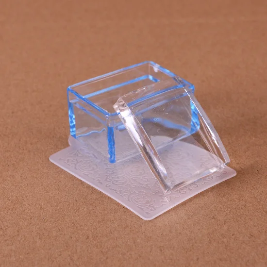 1 Набор прямоугольный прозрачный силиконовый Желейный штамп для ногтей с скребок для изображений колпачок для штамповки ногтей Переводные Инструменты для печати CH622 - Цвет: Blue