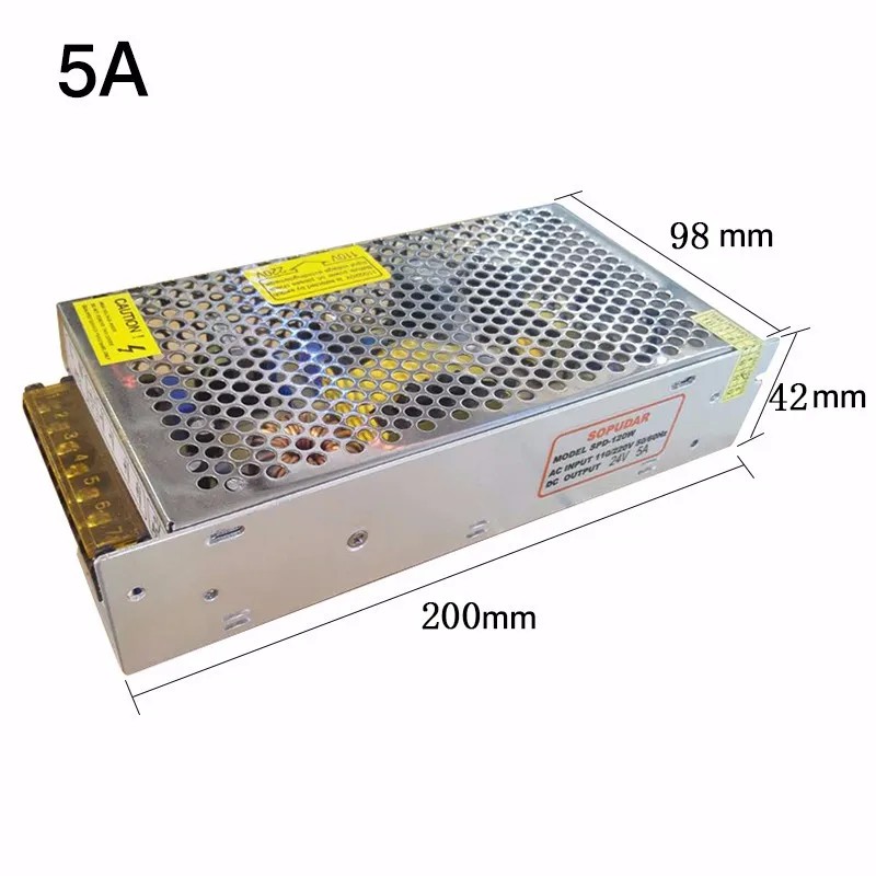 

Quadruple High Quality 24V 5A 120W Switching Power Supply Driver for LED Strip AC 110-220V Input to DC 24V Free Shipping