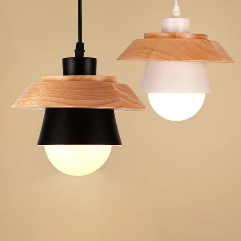 Nordic Drop Lights Solid Oak Wook Pendant Light Hanging Restaurant Pendant Lamp E27 E26 Socket Cafe Dining Pendant Light Indoor Lighting Fixture (13)