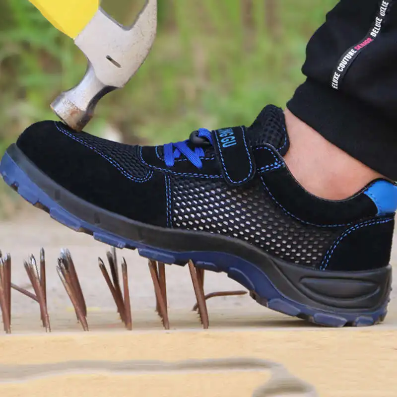 Модные летние защитные сандалии мужская защитная обувь дышащая сетка рабочие защитные ботинки Большие размеры 35-47 черная Рабочая обувь
