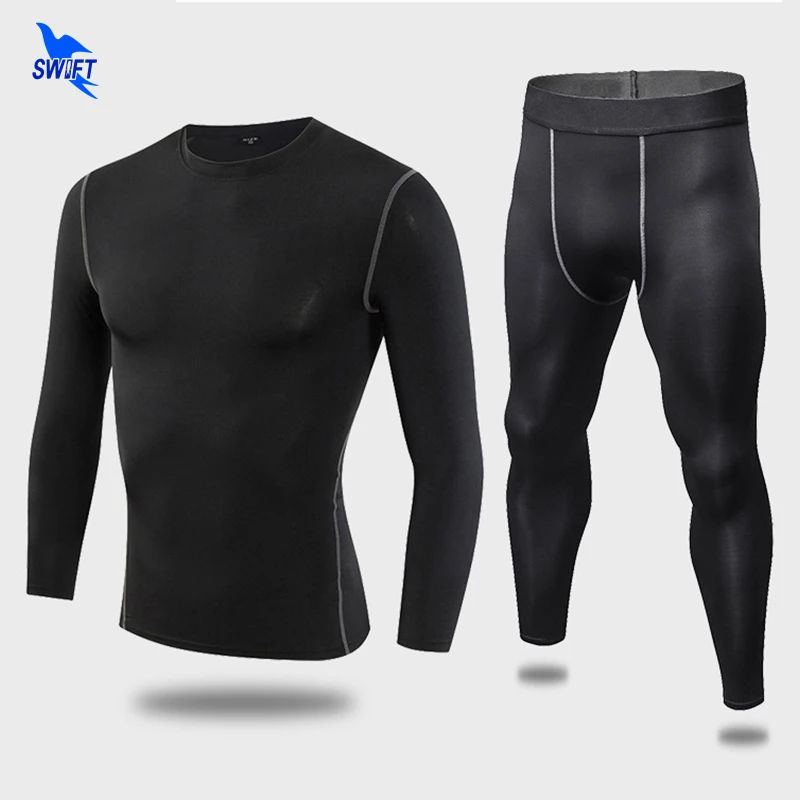 2018 Mens Dry Fit Compression Tracksuit Fitness Tight Running Set Long ...