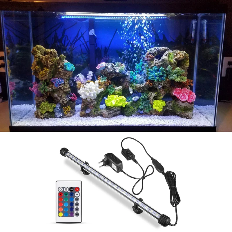 RGB светильник для аквариума с дистанционным управлением, светодиодный светильник для аквариума, водонепроницаемый Светодиодный светильник с клипсой, ЕС, мощность 19 см, 29 см, 39 см, 49 см, светодиодный светильник
