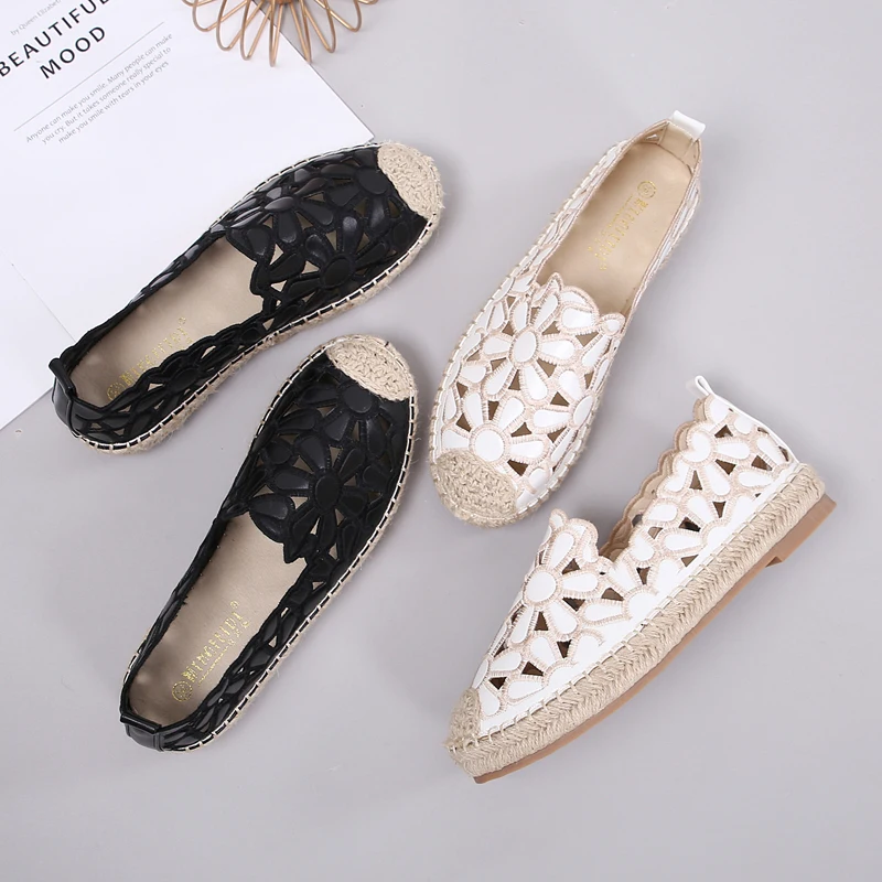 

2019 Women Slipony Mesh Lace Weaving Flats Office Flats Plus Size 35-41 Female Pregnant Fisherman Hollow Shoes Zapatos YGH-32