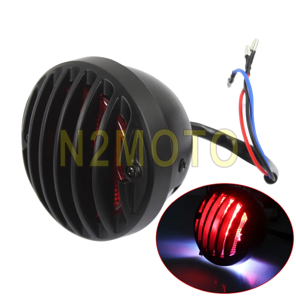 

Motorcycles Custom LED Black Taillights License Plate Light Grill Brake Lamp for Harley Chopper Bobber Cafe Racer Universal