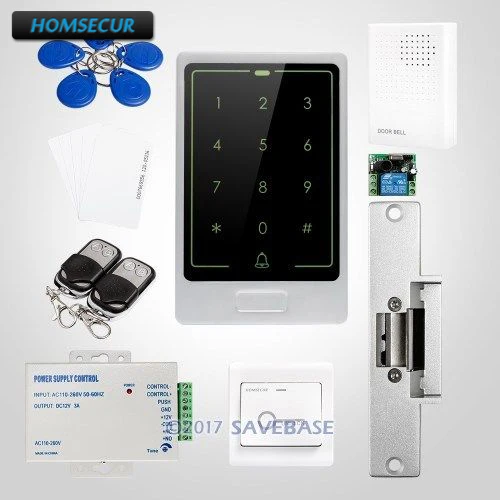 

HOMSECUR New Silver Waterproof Access Control System With NC Strike Lock For Outdoor Security + Wired Doorbell
