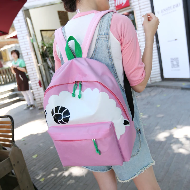 Canvas school girl book bag japanese and korean style middle school preppy backpack fresh black purple