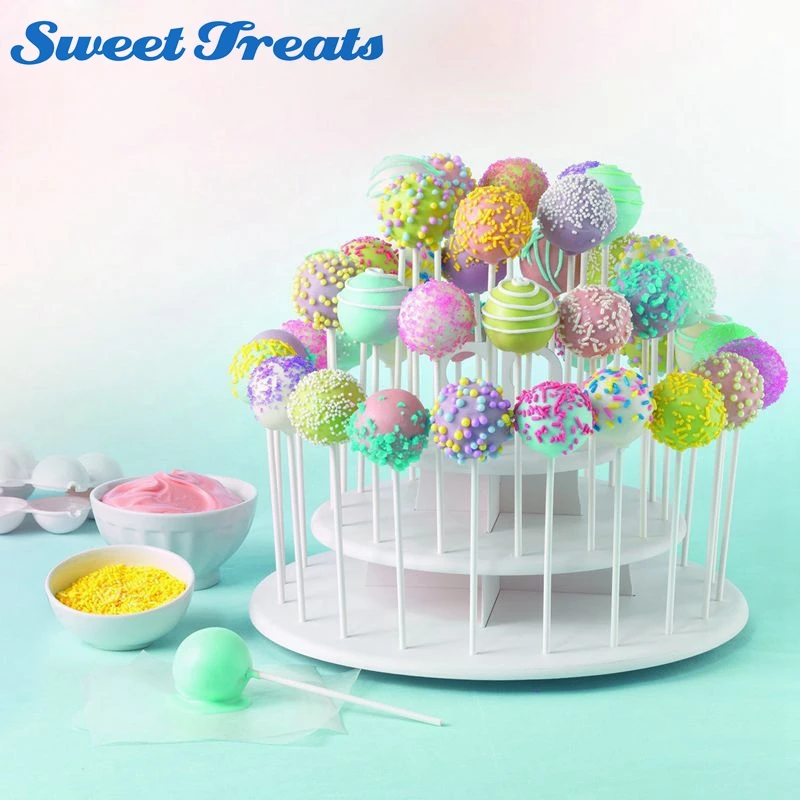 Sweettreats 3 Tier Round White Cake Pop Stand Holds 40