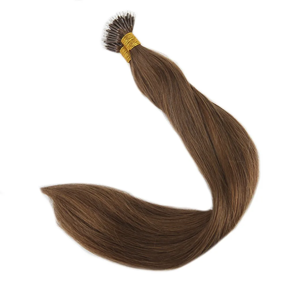Full Shine Nano Tip Hair Extensions Remy Hair 40g 50 Strands Color 6