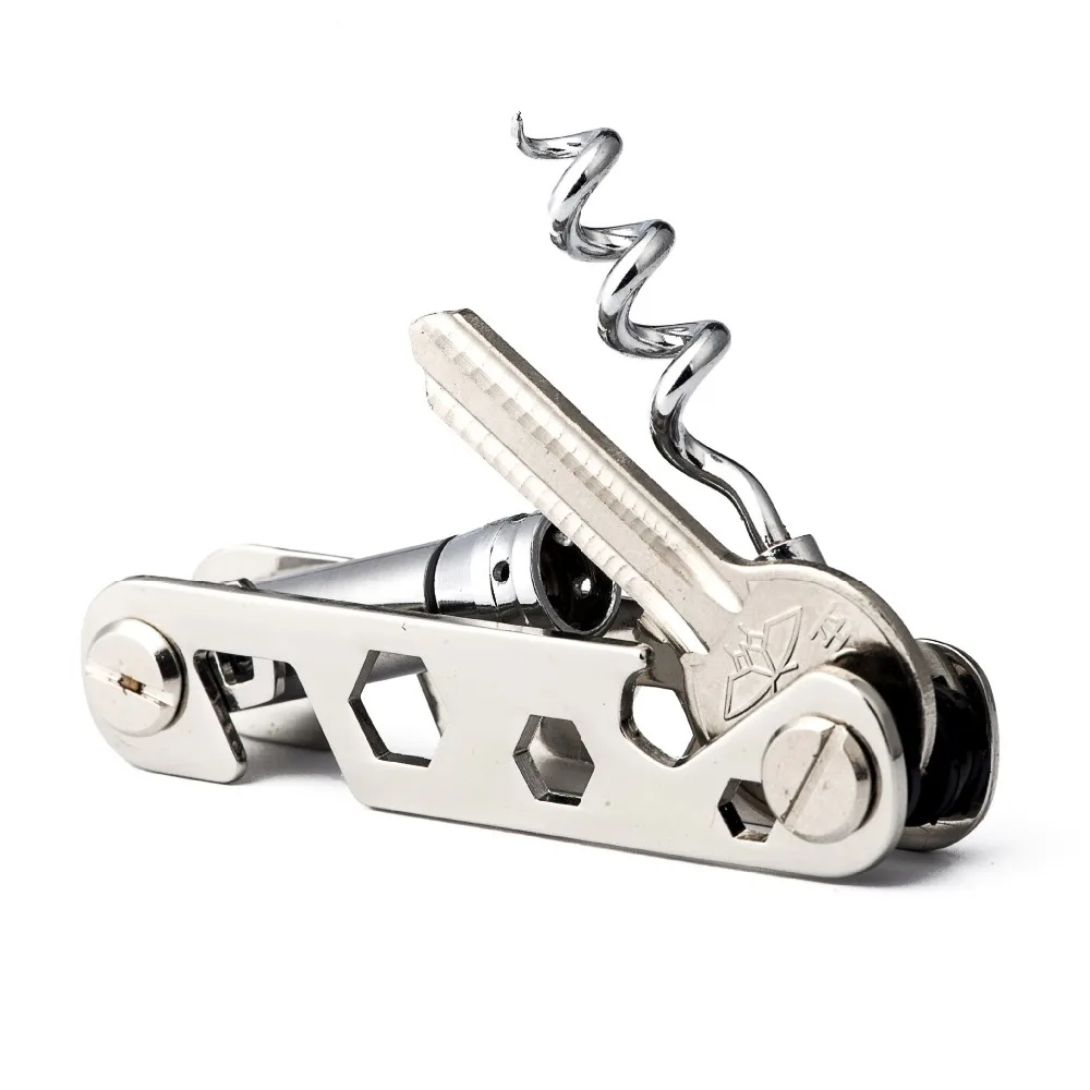 

Titanium Key Holder Wallet Metal Silver Man Portable Key Organizer Key Bar Clip Folder Keychain Key Ring EDC Multifunction Tool