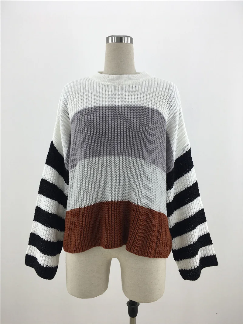 Fitshinling полосатый Модный женский свитер, Новое поступление, пуловер с длинным рукавом, свитера для женщин, вязаный джемпер, распродажа