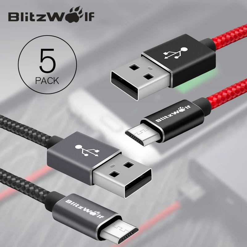 BlitzWolf 5Pcs/lot Micro USB Cable For Samsung Android Mobile Phone