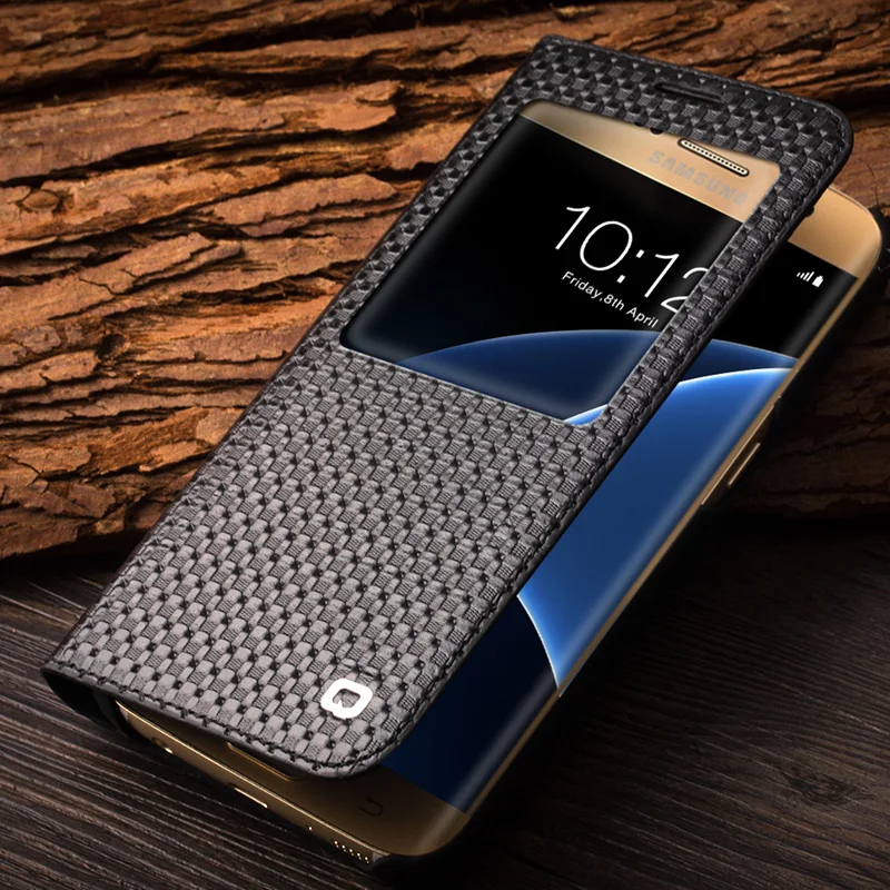 QIALINO 2016 Fashion Pattern Genuine Leather Cover for Samsung Galaxy S7 S7 edge for G9300 for