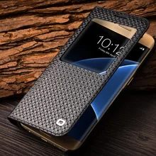QIALINO 2016 Fashion Pattern Genuine Leather Cover for Samsung Galaxy S7 & S7 edge for G9300 for G9350 Case sleep wake function