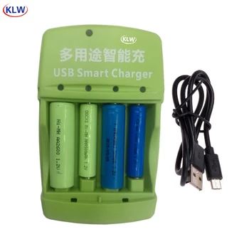 

4 slots Smart USB Battery Charger for Rechargeable Battery 1.2V AA AAA NiMh NiCd 3.2V LiFePo4 16340 14500 10440 charger