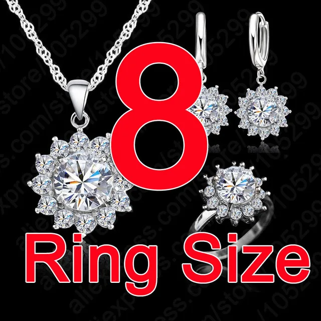 Новая мода Цветок SunHigh качество кубического циркония AAA+ CZ Камень Ювелирные наборы серьги кулон ожерелье кольца Size6-9