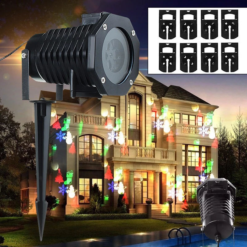 

Christmas Snowflake 10 Pattern Laser Fairy Light Projection Waterproof Outdoor LED Stage Lamp For Home Garden Holiday
