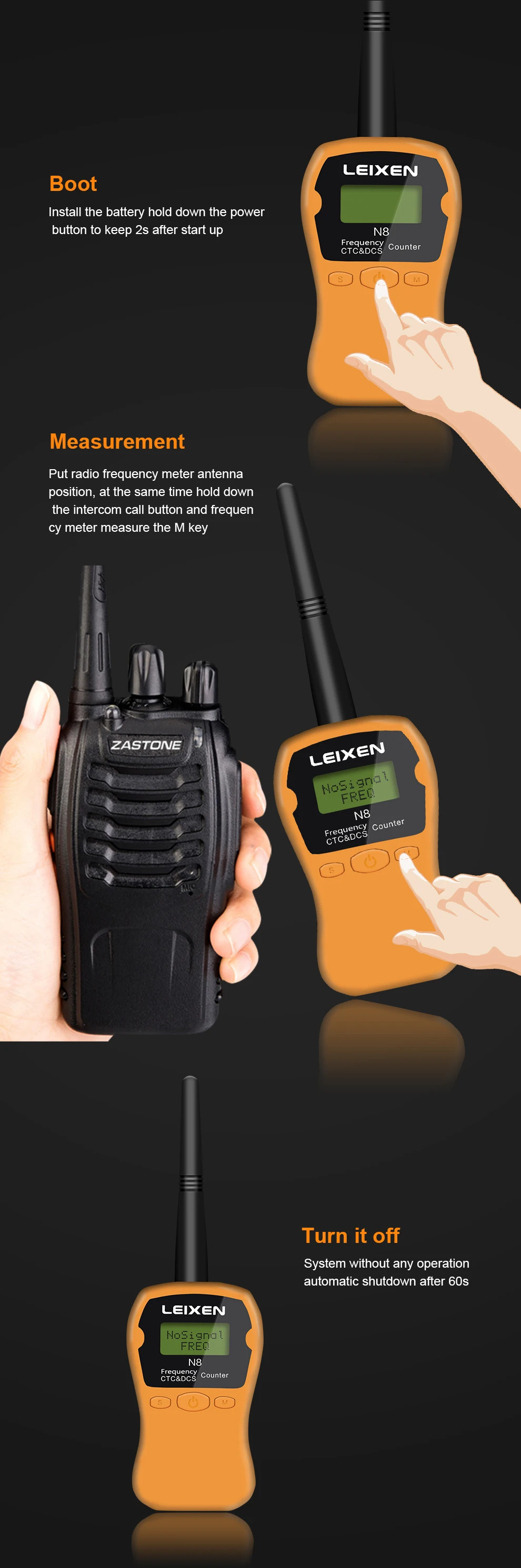 LEIXEN N8 Портативный частотомер счетчик тестер для радио домофонных Хэм цифровой CTCSS и DCS монитор анализ прибор для измерения