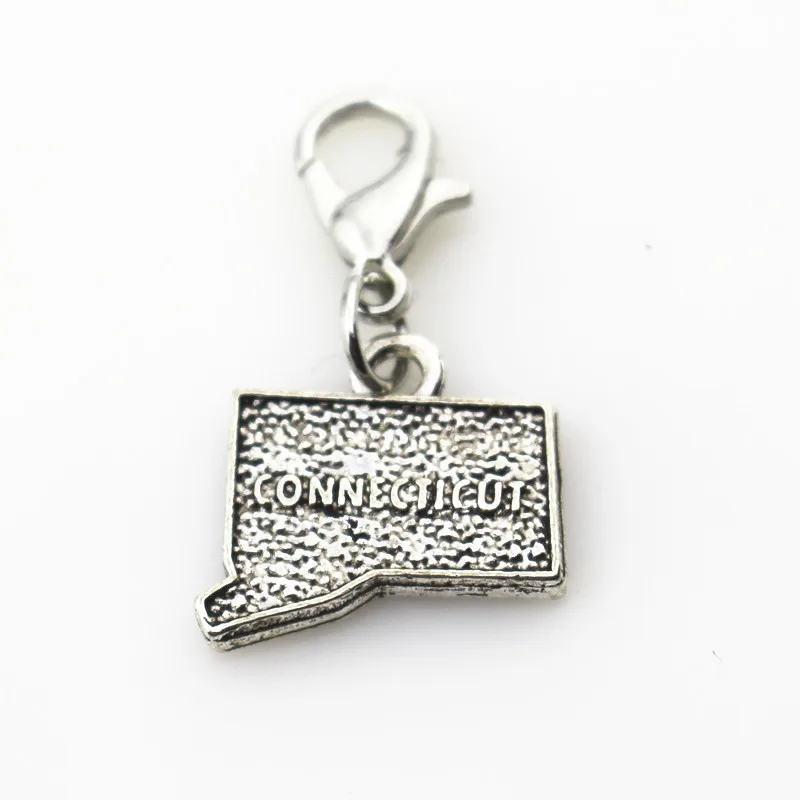 

20pcs US State Connecticut Dangle Lobster Clasp Hanging Charms Pendant Bracelet Accessories Diy Jewelry