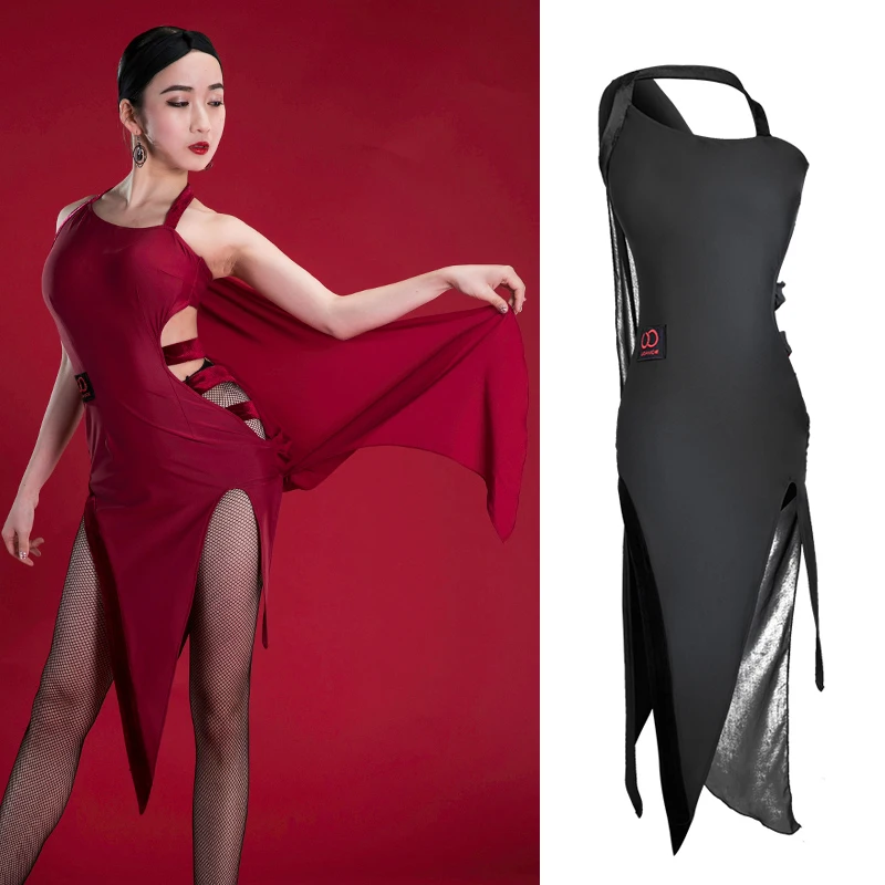 

Latin Dance Dress Sexy Sleeveless Irregular Slit Skirt Women Rumba Chacha Samba Dancing Clothes Practice Performance Wear DN3235