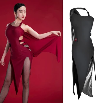 

Latin Dance Dress Sexy Sleeveless Irregular Slit Skirt Women Rumba Chacha Samba Dancing Clothes Practice Performance Wear DN3235