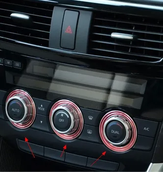 

3pcs/lot High Quality Mazdas CX-5 CX5 2012 2013 2014 Alloy Air Conditioning control Switch ring trim Sticker