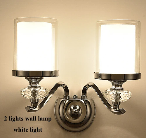 Современный, хромированный, металлический светодиодный настенный светильник s Lustre Crystal glass для спальни, светодиодный настенный светильник для гостиной, светодиодный настенный светильник, бра - Цвет абажура: 2 lights wall lamp