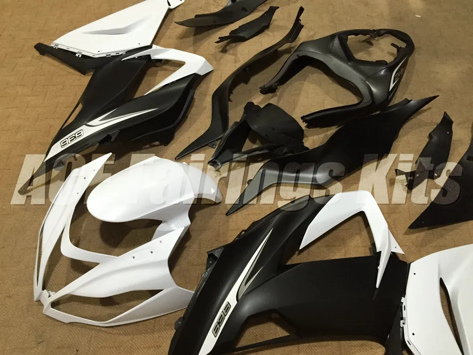 Abs Обтекатели комплект подходит для kawasaki Ninja ZX6R 636 599 2013 6R 13, 14, 15, 16, 17, ZX-6R кузов матовый черный, белый цвет