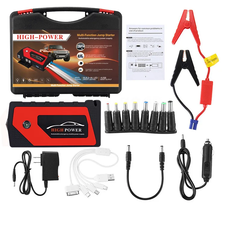 Многофункциональный Jump Starter 69800 мА/ч, 12V 4USB 600A Портативный автомобиля Батарея усилитель Зарядное устройство усилитель Мощность power Bank пусковое устройство