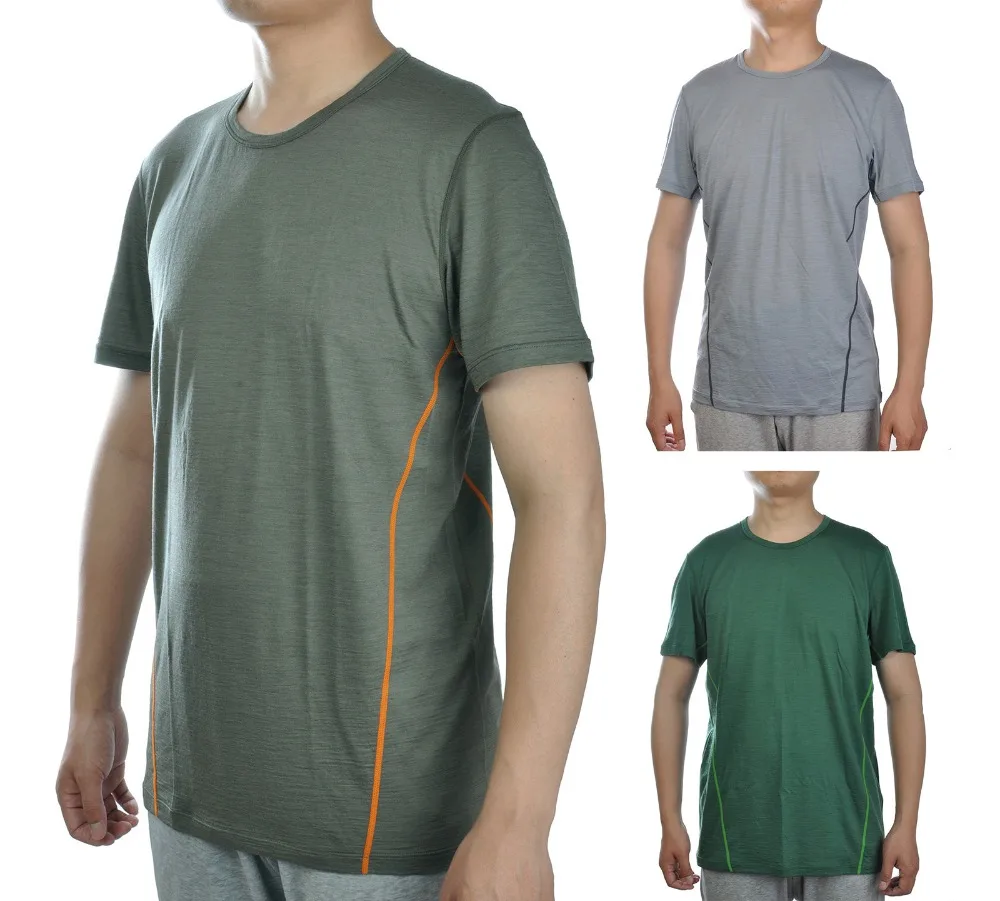 

Men New Fine Merino Wool Blended T Shirt Athletics Short Sleeve Lightweight Athletics Summer Breathable Cool Tee