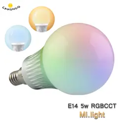 Высококачественная брендовая одежда Milight RGB + CCT светодио дный лампы E14 5 Вт лампы и WI-FI Управление Лер 16 миллионов Цвета светодио дный