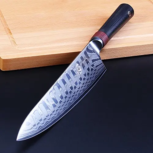 ''TUO Cutlery - Japanese Damascus Chef Knife - Premium AUS-10 HC Stainless Steel kitchen knife - Ergonomic G10 Handle - 8'' ''TUO Cutlery - Japanese Damascus Chef Knife - Premium AUS-10 HC Stainless Steel kitchen knife - Ergonomic G10 Handle - 8''