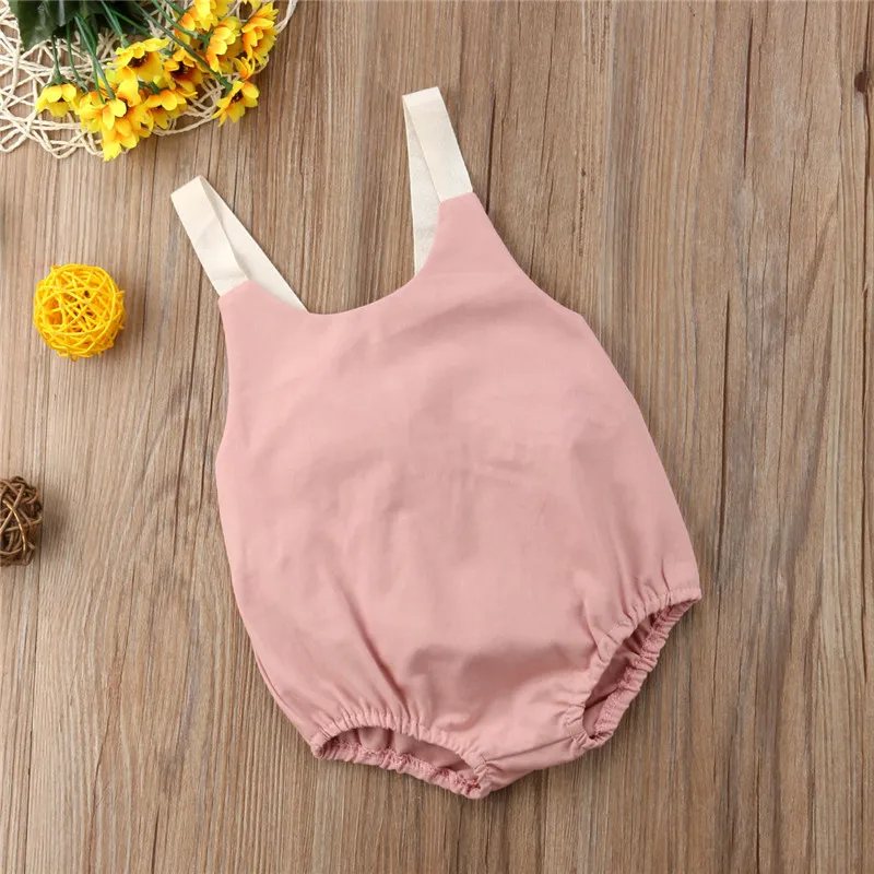 طفل طفلة الصيف Bowknot رومبير الرضع عارية الذراعين رومبير أكمام Bebes بذلة الزي 0-24Month جديد ولد الطفل الملابس