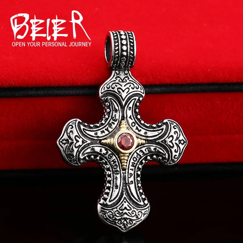 Байер уникальный довольно прохладно Цепочки и ожерелья подвеска для мужчины и женщины Нержавеющая сталь крест ювелирные изделия BP8-164 - Окраска металла: Red One