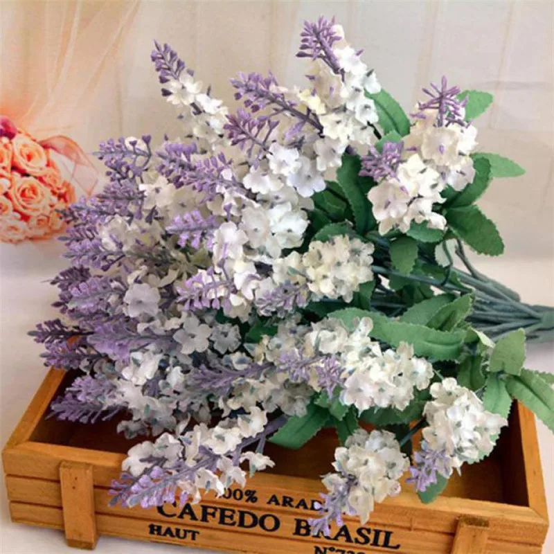 30 см фиолетовый искусственный цветок лаванды филиал поддельные ручной работы ткань цветок Lavenders букет Романтические цветы Свадебный домашний декор