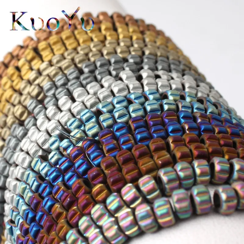 5x3mm Natural Stone Beads Matte Gold Sliver Blue Plated Hematite Loose Geometric Rondelle For Jewelry Making Diy Bracelet | Украшения и