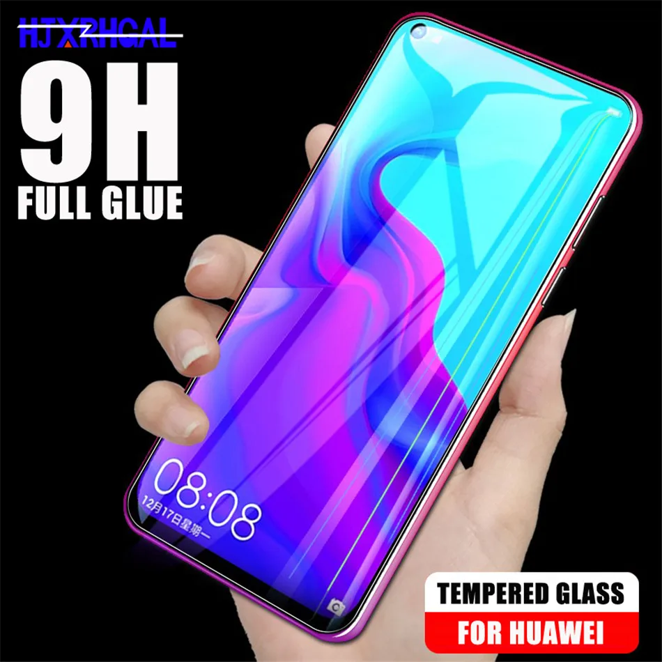 

9H Full Glue Protection Glass For Huawei nova 5 5i 3 3e 3i 4 4e Pro Screen Protective Film on For Honor View 20 20i 10i 9i cover