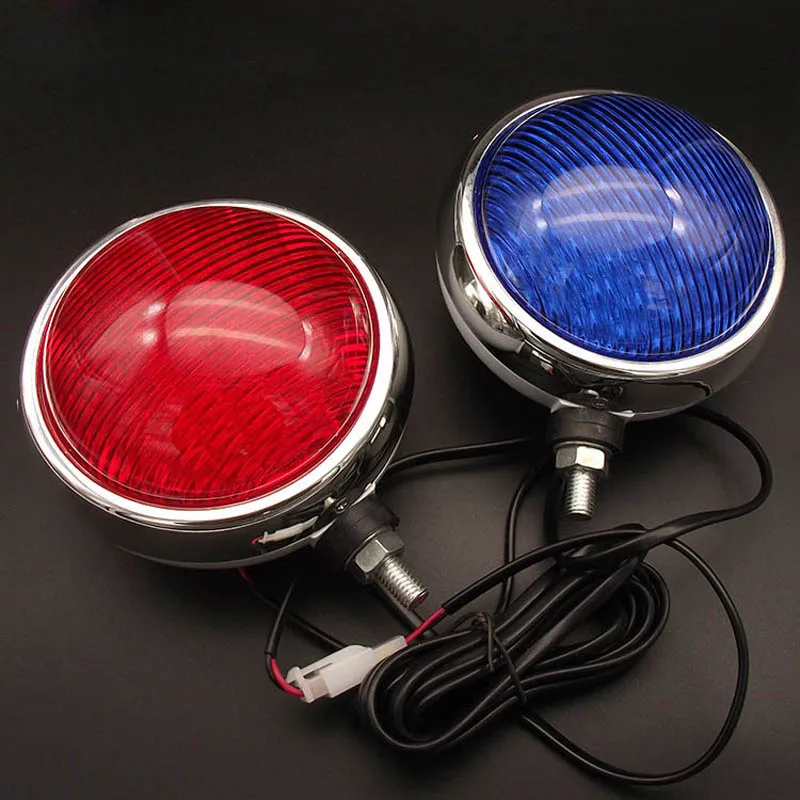 

1 Pair Red Blue LED Strobe Light Front Flashing Lamp for 12V Motorcycle Motorbike Patrol Car Police