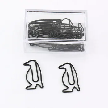

15pcs/box Black Penguin Shape Paper Clips Paper Notes Clips DIY Bookmark Binder Clips Notes Letter